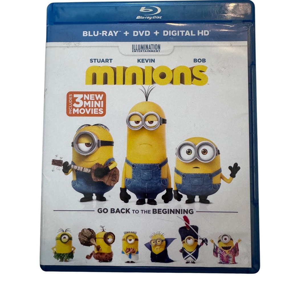 Minions Blu-ray DVD Combo Pack Illumination Entertainment 3 Mini Movies 2015
